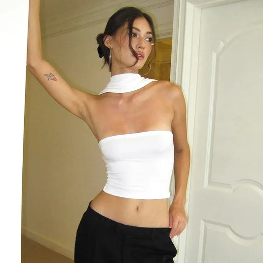 Sleeveless Tube Skinny Crop Top - Verostyle