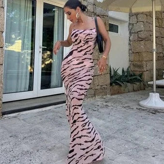 Zebra Print Backless Bodycon Dresses