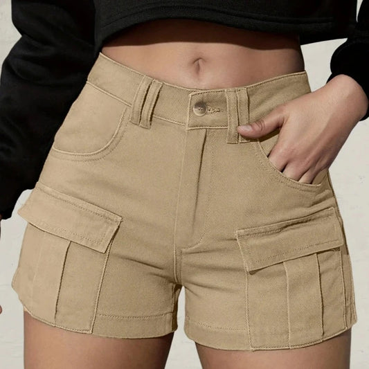 Solid Flap Pocket Casual Shorts - Verostyle