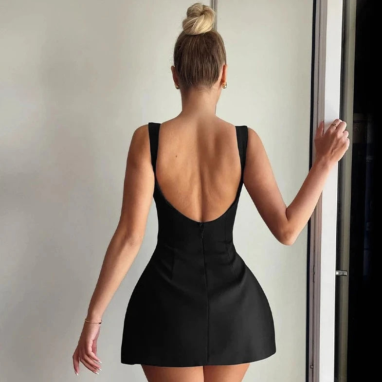 Elegant Backless Sleeveless A Line Short Dress 