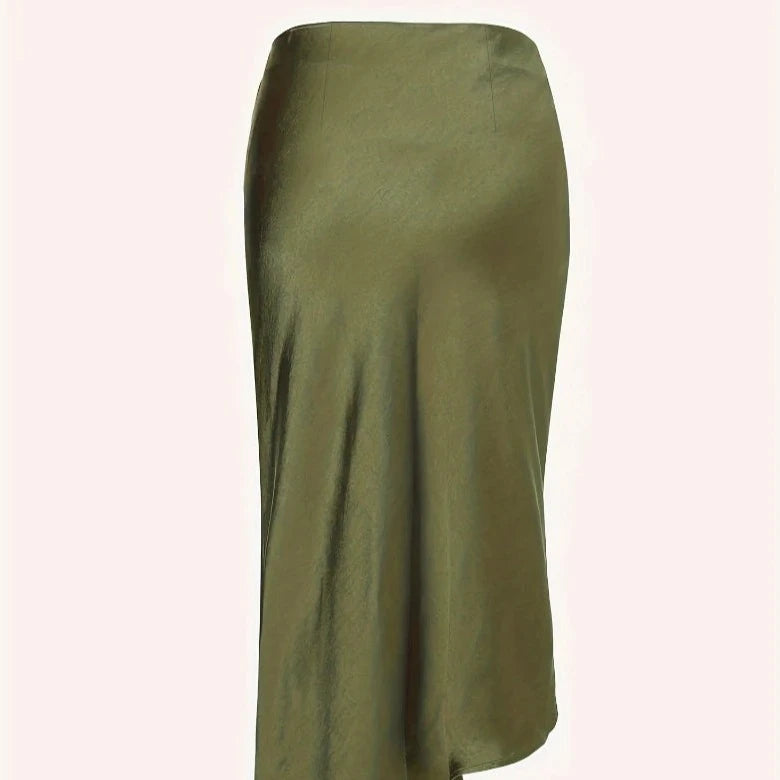 Elegant Side Split Satin Skirt - Verostyle
