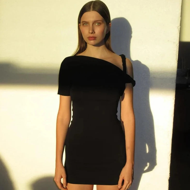 Asymmetric Mini Bodycon Dress - Verostyle