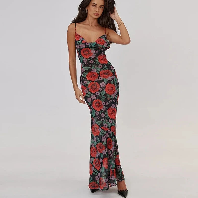 Floral Printed Sleeveless Maxi Dress - Verostyle