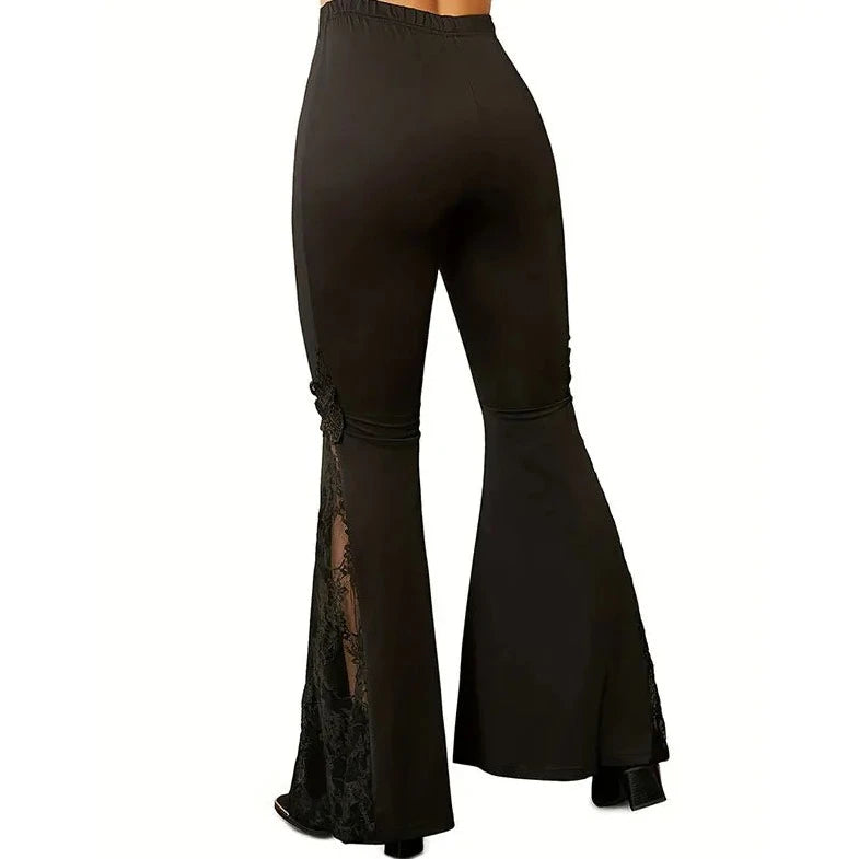 High Waist Patch Work Flared Pants - Verostyle