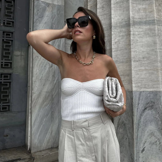 Sleeveless Strapless Tube Crop Top - Verostyle