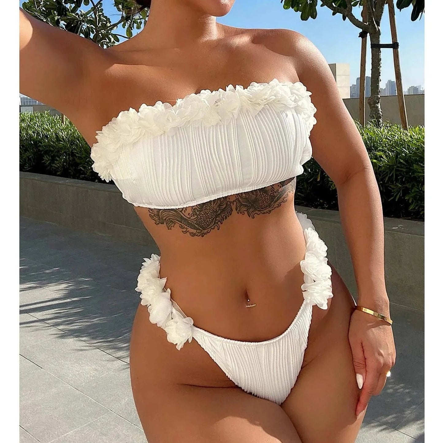 2 Piece Tube Top Bikini Swimwear - Verostyle