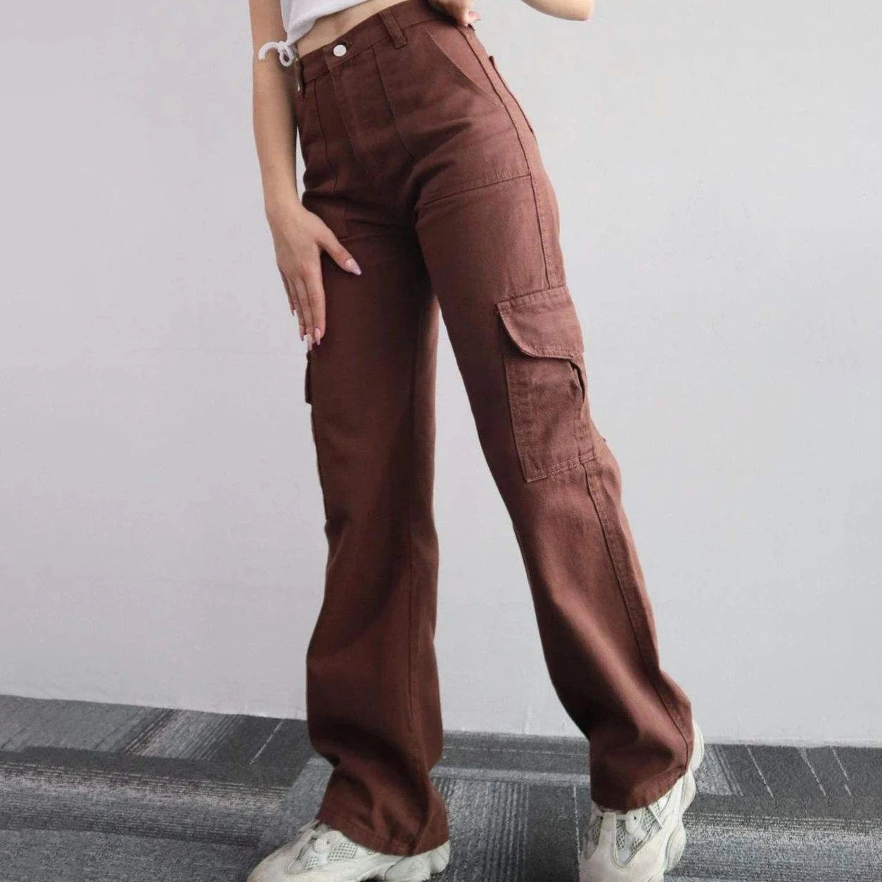 Wide Leg Multi Pocket Pants - Verostyle