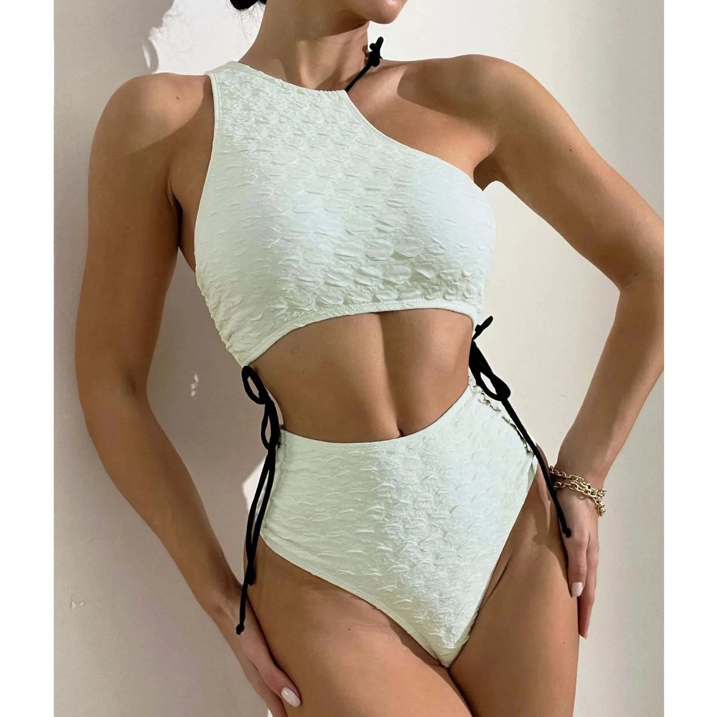 1 Piece One Shoulder Swimwear - Verostyle