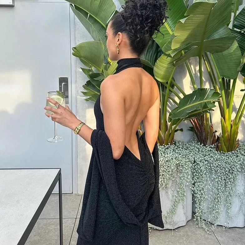 Black Backless Sleeveless Dress