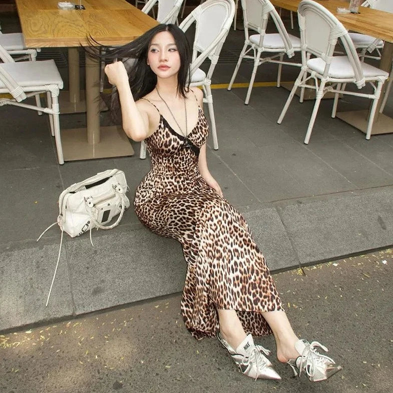 Leopard Print Long Maxi Dress - Verostyle