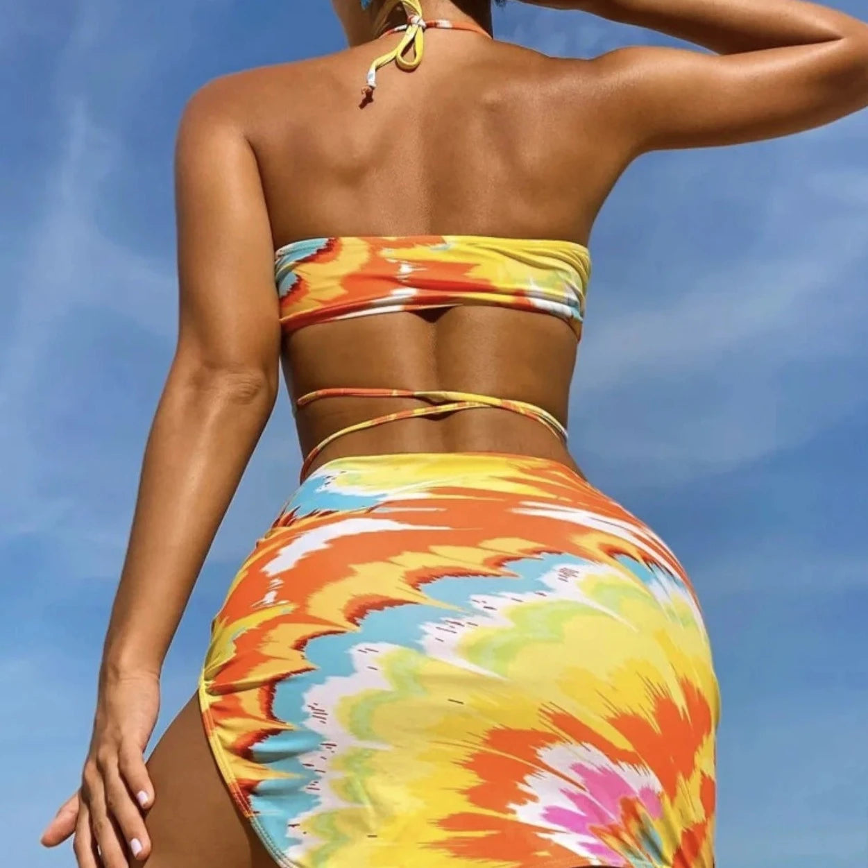 3 Piece Tie Dye Mini Swimsuit - Verostyle