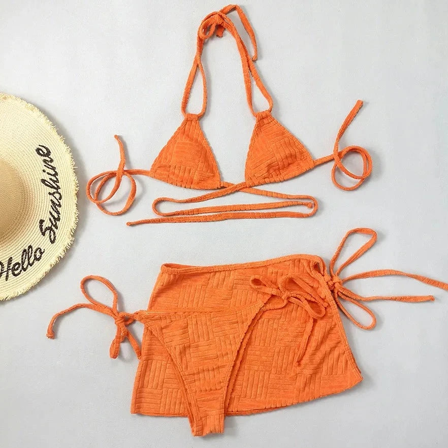 3 Piece Tie Dye Bikini Beachwear - Verostyle