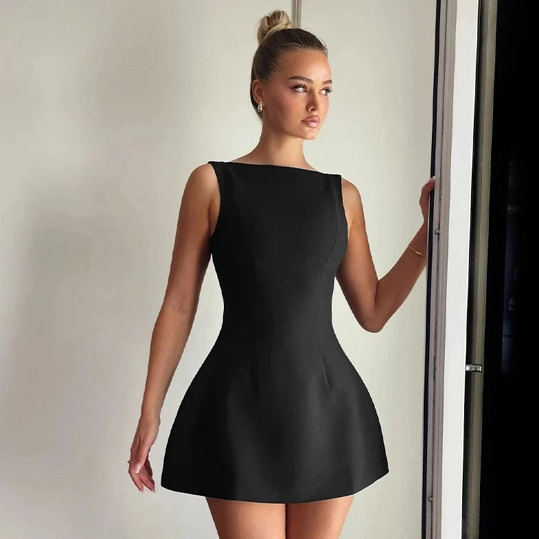 Elegant Backless Sleeveless A Line Short Dress 