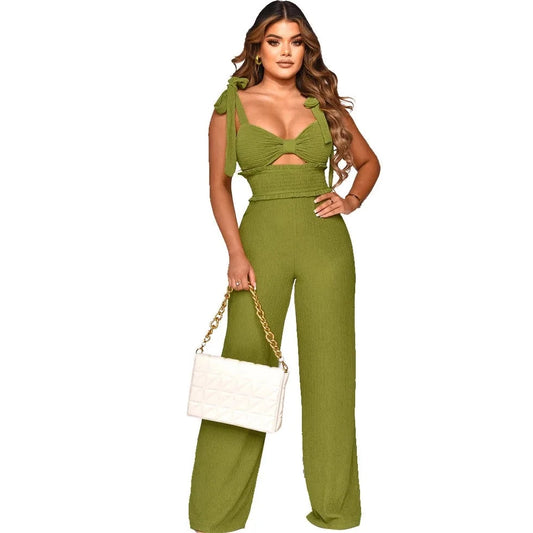 Hollow Out Long Sleeve Wide Legged Jumpsuit - Verostyle