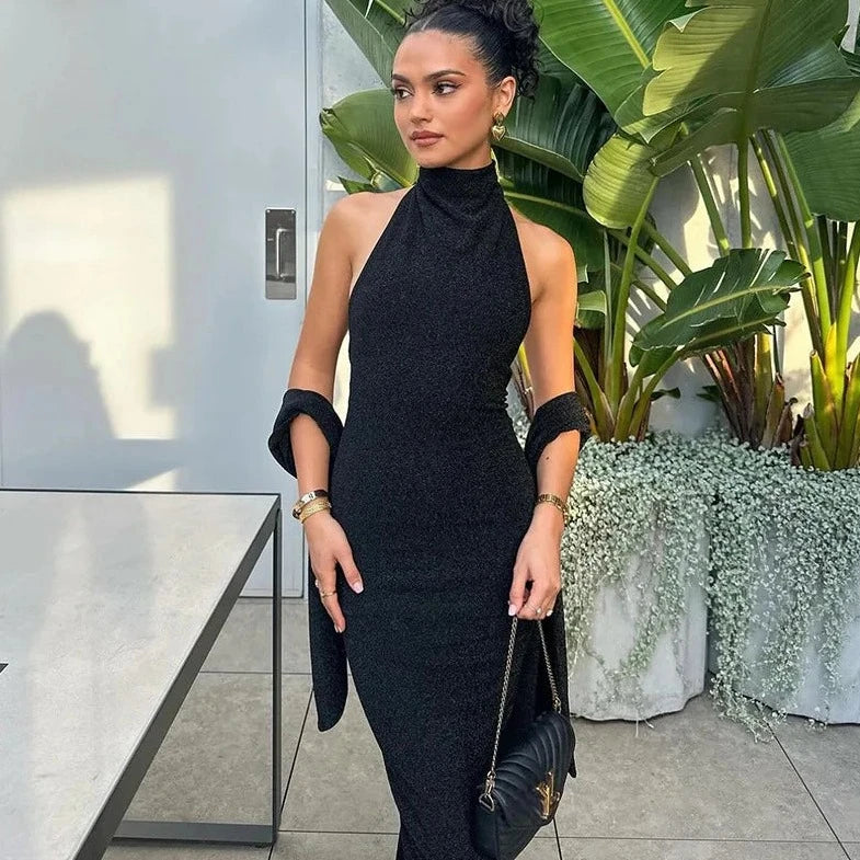 Black Backless Sleeveless Dress