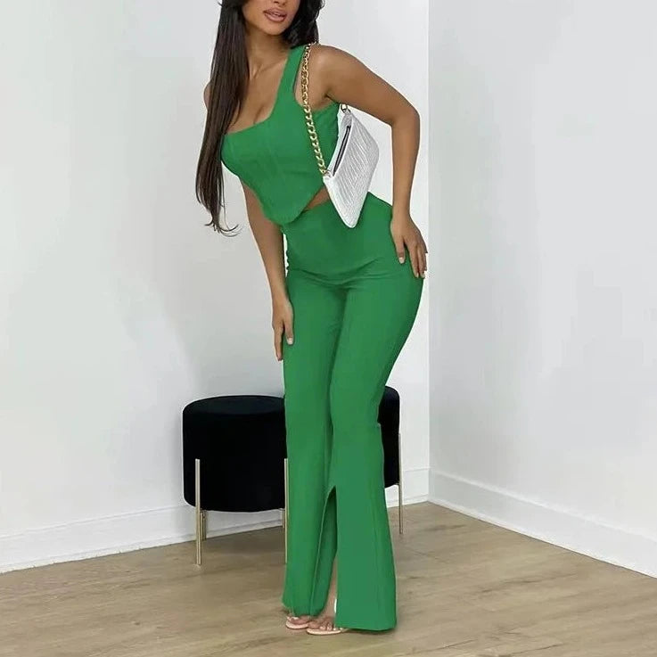 Corset Crop Top And Pants - Verostyle