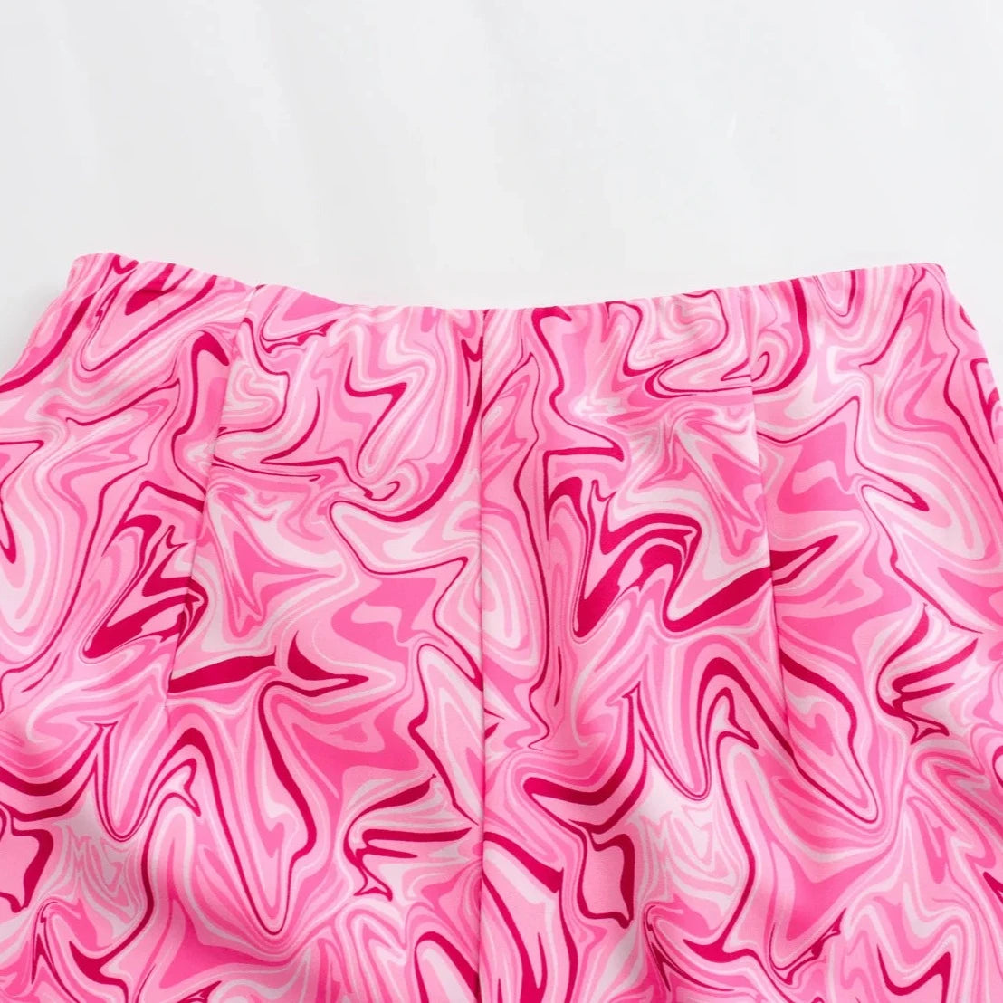 Printed Pink Zipper Casual Skirt - Verostyle