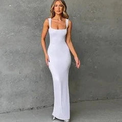 Sleeveless Square Neck Long Maxi Dress