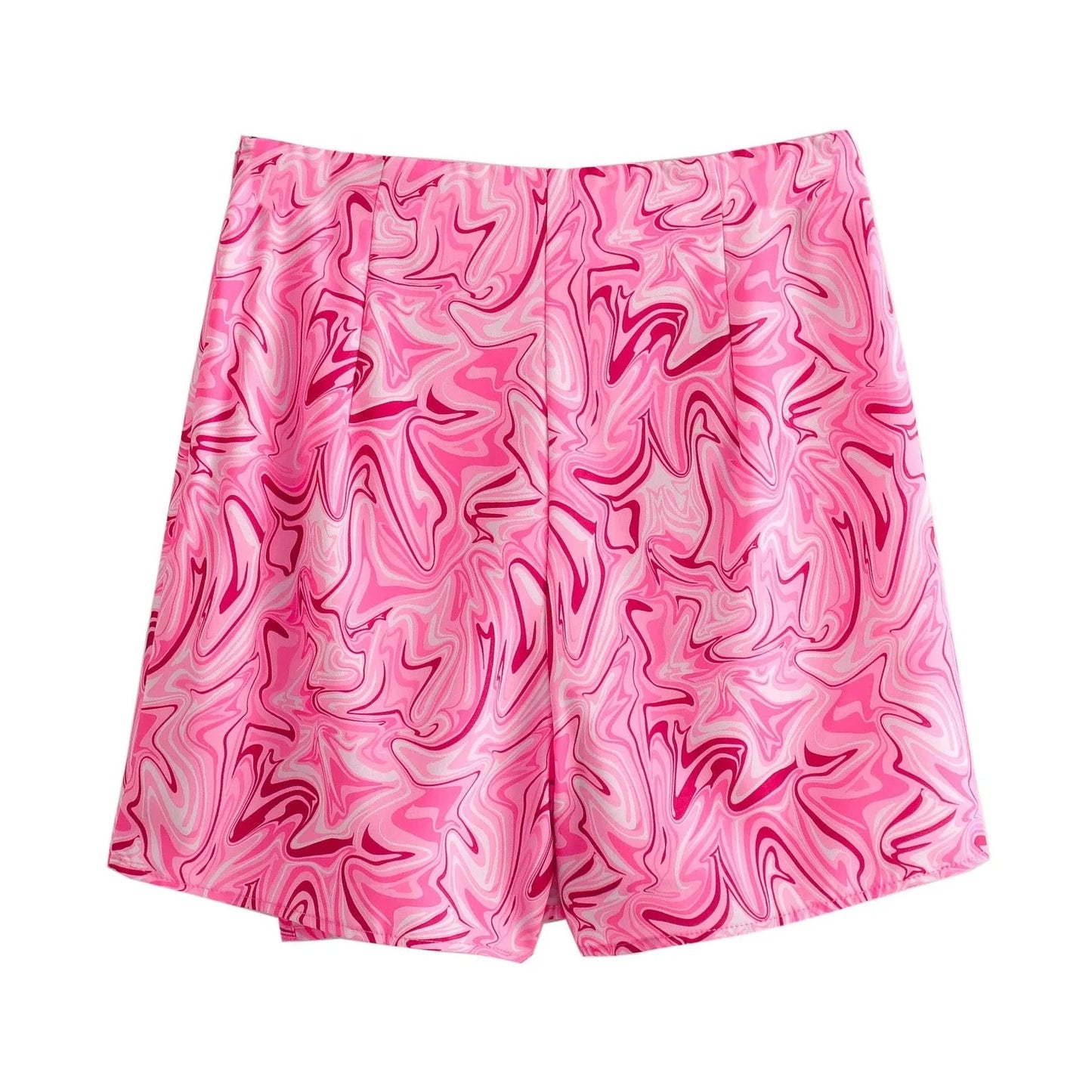 Printed Pink Zipper Casual Skirt - Verostyle