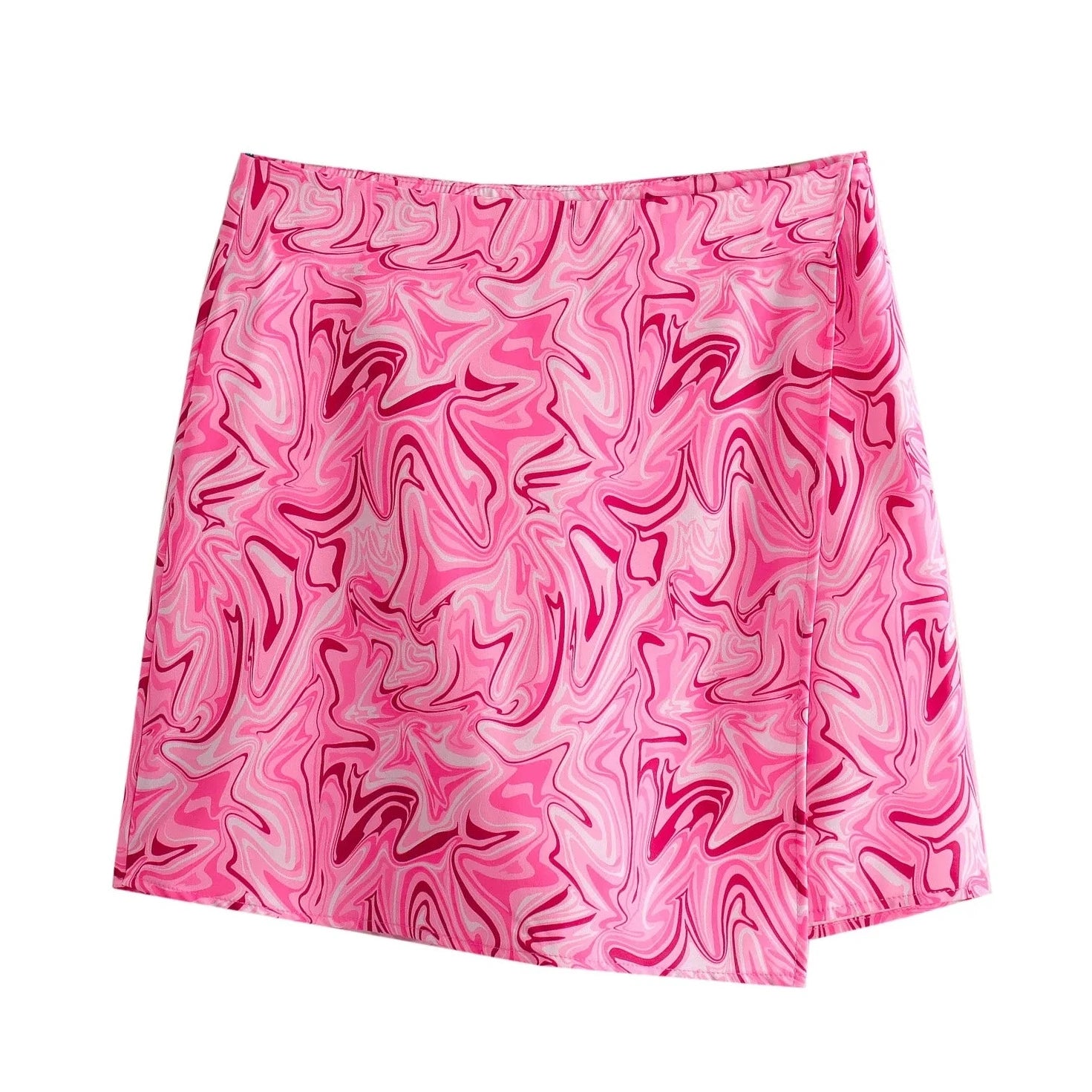 Printed Pink Zipper Casual Skirt - Verostyle