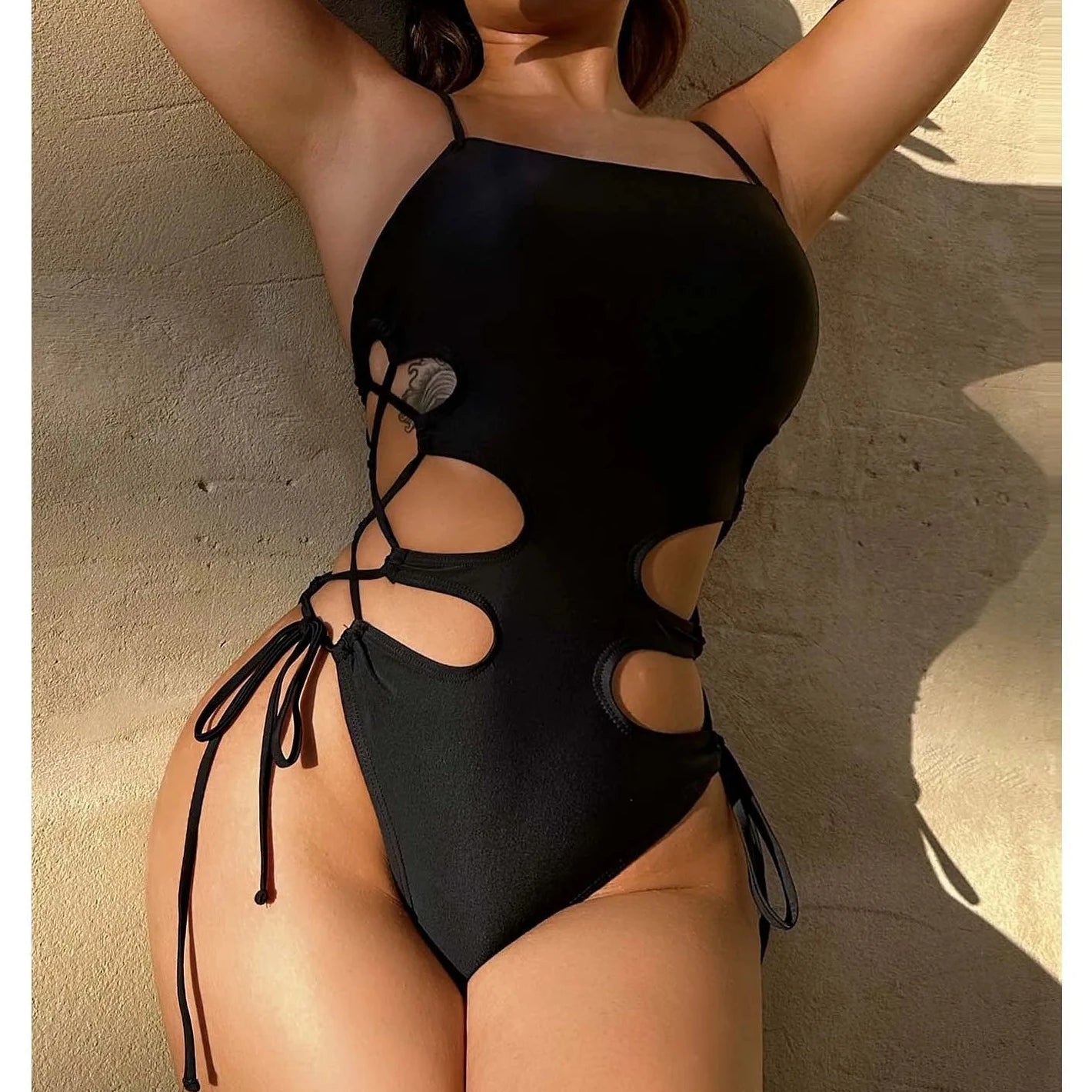 1 Piece Hollow Out Bikini Bodysuit - Verostyle