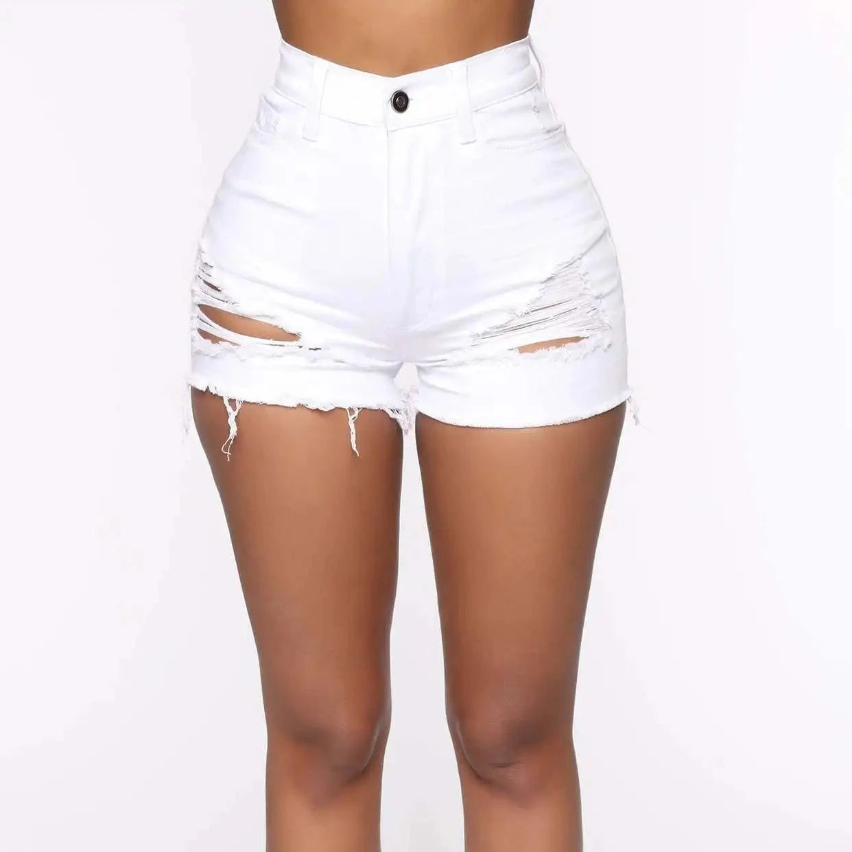 Torn Hight Waist Denim Shorts - Verostyle