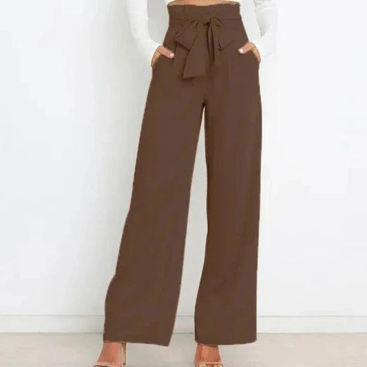 Tie-up Hight Waist Wide Pants - Verostyle